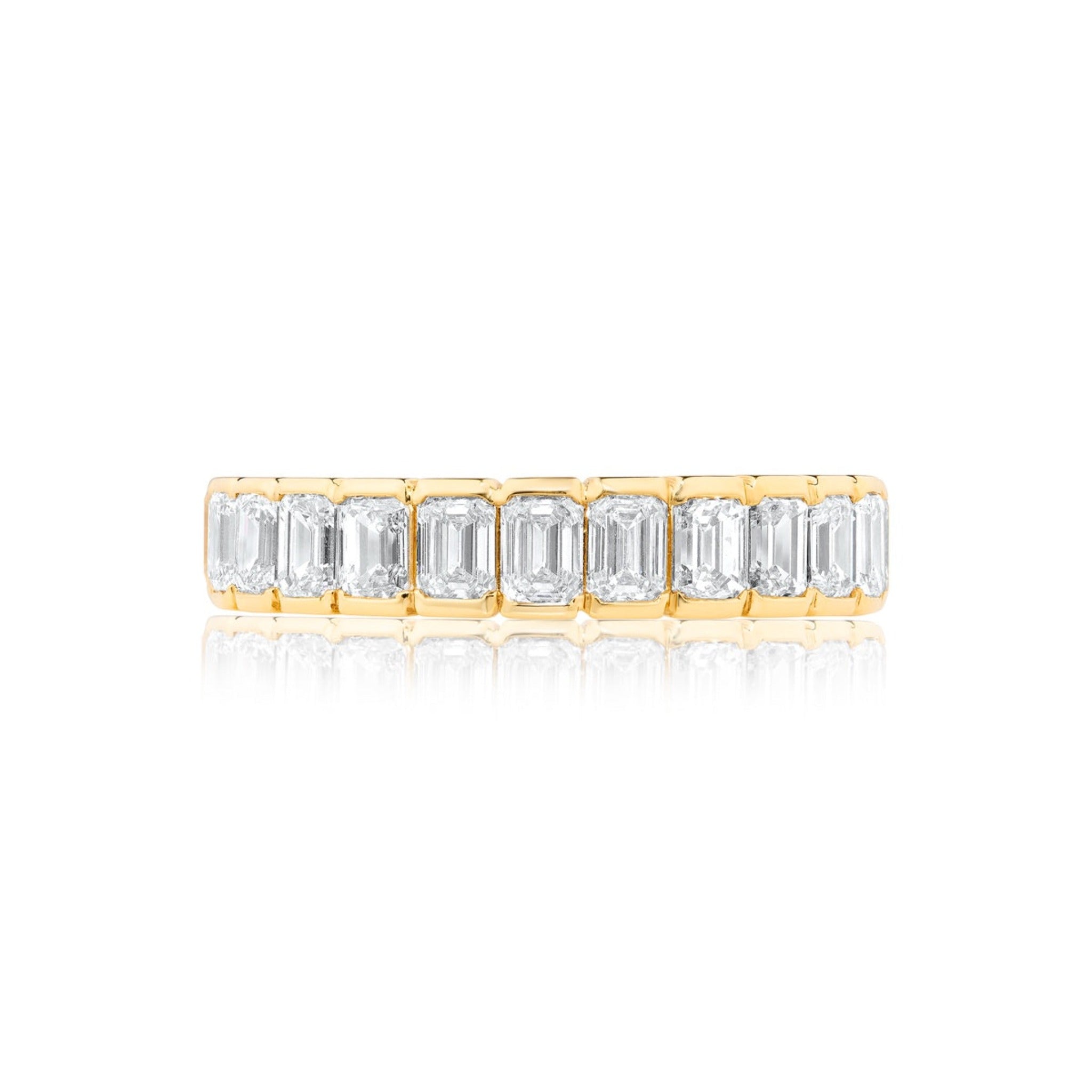 Emerald 1.92ct Bezel 13 Diamond Ring | 18ct Yellow Gold